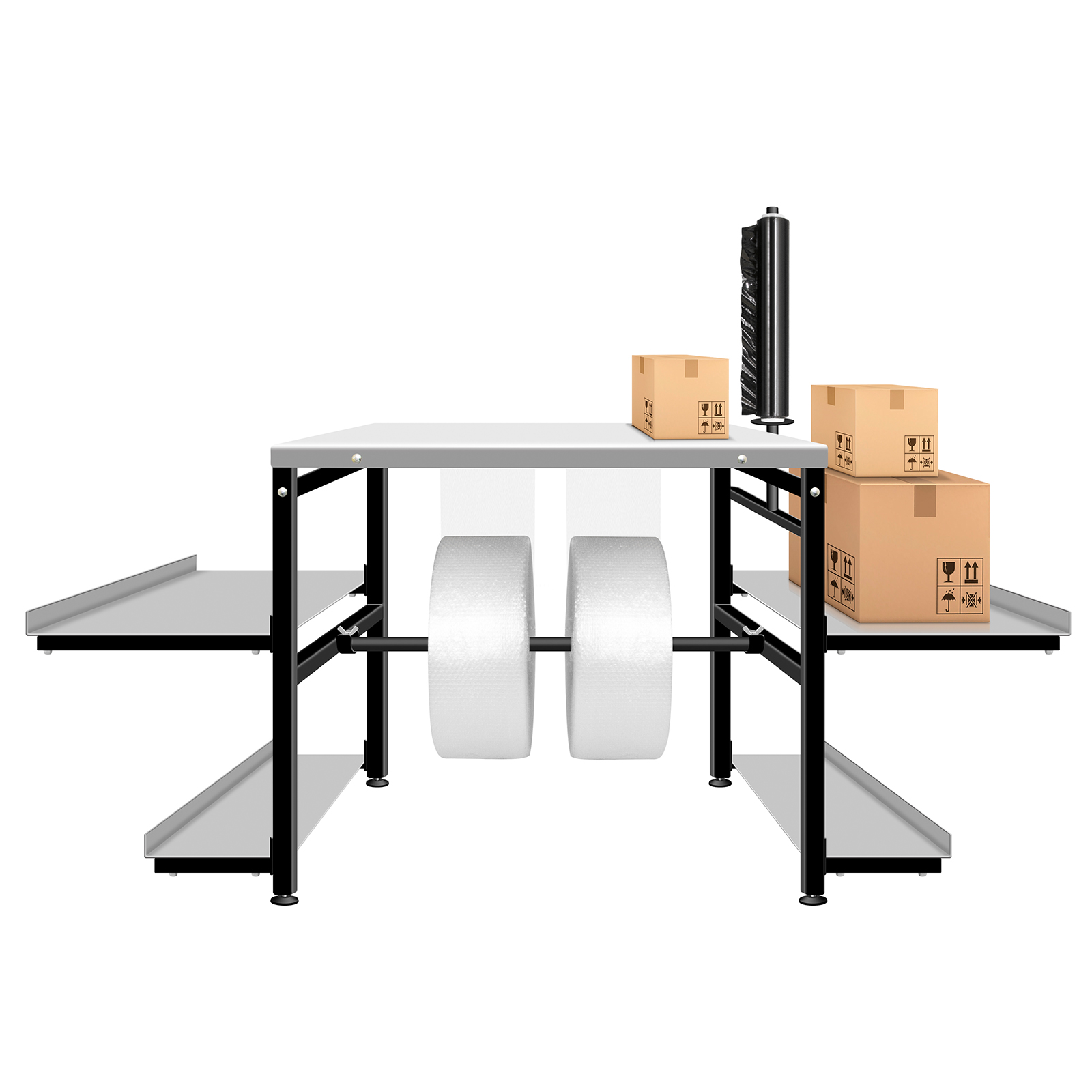 Auxiliary table for packing parcels