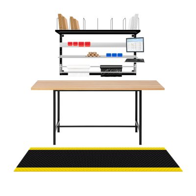 Wall-mounted system for packing parcels - Anti-fatigue mat