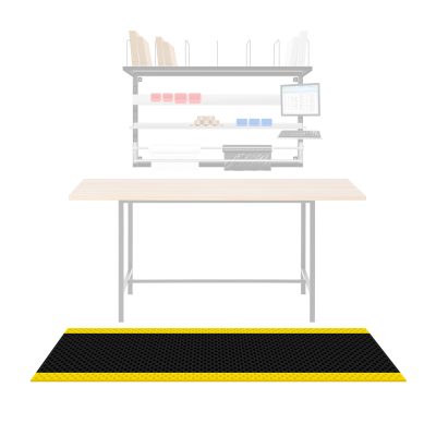 Wall-mounted system for packing parcels - Anti-fatigue mat