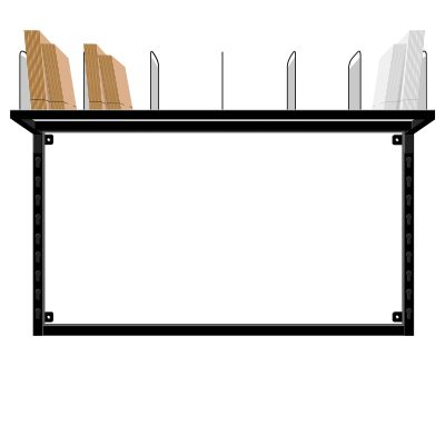 Wall-mounted system for packing parcels - Upper shelf with compartments with filling