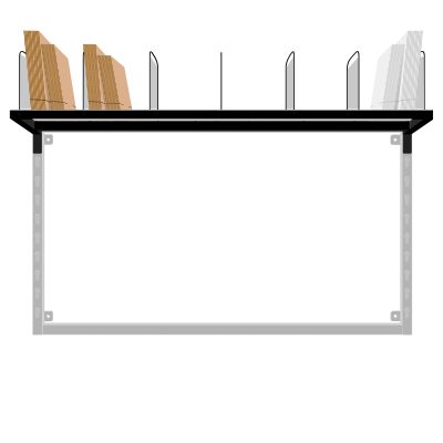 Wall-mounted system for packing parcels - Upper shelf with compartments with filling